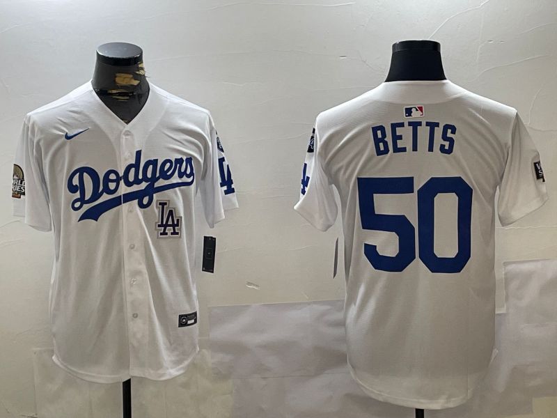 Men Los Angeles Dodgers #50 Betts White Game 2024 Nike MLB Jersey style 11205->los angeles dodgers->MLB Jersey